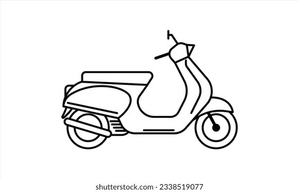 Scooter Motorcycle icon, minimalist symbol outline style with white background