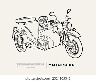 scooter motorcycle of poster vintage ink drawing on paper. minimalist poster and postcard of scooter motorcycle. vector scooter motorcycle 