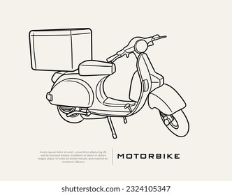 scooter motorcycle of poster vintage ink drawing on paper. minimalist poster and postcard of scooter motorcycle. vector scooter motorcycle 