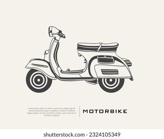 scooter motorcycle of poster vintage ink drawing on paper. minimalist poster and postcard of scooter motorcycle. vector scooter motorcycle 