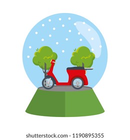 scooter motorcycle in snow sphere