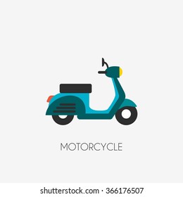 Scooter Motorcycle Type Flat Object Icon, Colorful