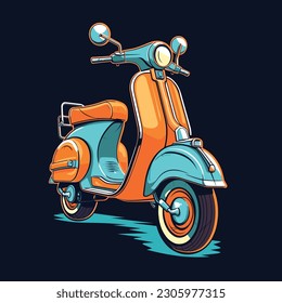 Scooter motorcycle vector design illustration t-shirt design retro style