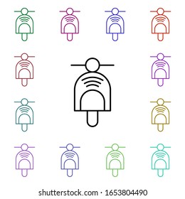 Icono de estilo Scooter multicolor. Línea delgada simple, contorno vectorial de cosas de Internet iconos para ui y ux, sitio web o aplicación móvil