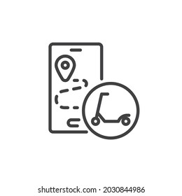 Scooter navigation line icon. linear style sign for mobile concept and web design. Scooter route outline vector icon. Symbol, logo illustration. Vector graphics