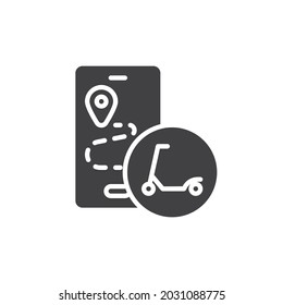 Scooter-Navigations-Vektorsymbol. volles Flachzeichen für mobiles Konzept und Webdesign. Scooter Route Glyph Symbol. Symbol, Logo-Abbildung. Vektorgrafik