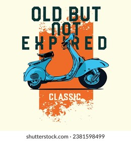 scooter old but not expired. scooter vector template for graphic design.  Classic scooter. Vector illustration. Design for emblem or t-shirt. t-shirt design, Vintage Classic Blue scooter vector