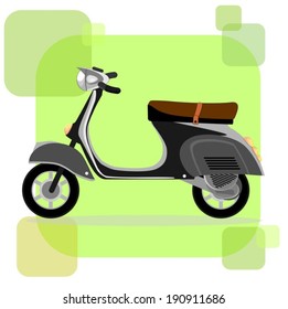 Scooter on a green background, vector