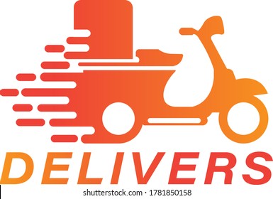 Scooter with orange color which is sending packages