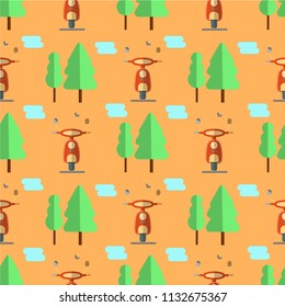 scooter outdoor seamless pattern vector illustration