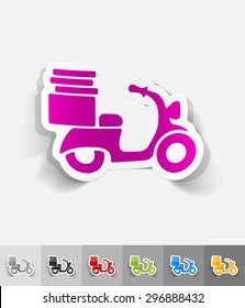 scooter paper sticker with shadow. Vector illustration