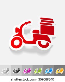 scooter paper sticker with shadow. Vector illustration