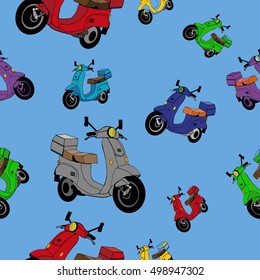 Scooter parisien vector seamless pattern. Paris. France