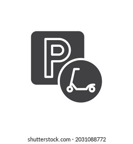 Scooter parking vector icon. filled flat sign for mobile concept and web design. Kick scooter park glyph icon. Symbol, logo illustration. Vector graphics