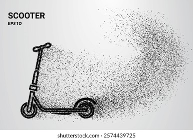 Scooter of particles. Scooter consists of small circles. Vector illustration.