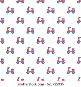 Scooter pattern in cartoon style. Seamless pattern vector illustration
