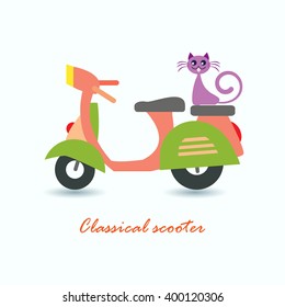 Scooter pattern design. Automatic motorcycle. Vector illustration