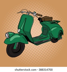 Scooter pop art style vector illustration. Hand drawn doodle.  Comic book style imitation. Vintage retro style. Conceptual illustration