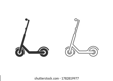 Scooter prohibition Electric Scooter Line Icon Set. Vector illustration isolated on white Background