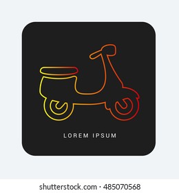 Scooter Red & Orange gradient attractive line thin icon / logo design
