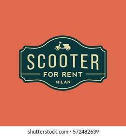 scooter rental emblem. motorbike for rent logo. vector illustration