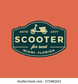 scooter rental emblem. motorbike for rent logo. vector illustration