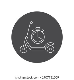 Scooter rental time black glyph icon. City transport. Pictogram for web, mobile app, promo. UI UX design element.