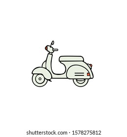 Scooter. Retro transport. Thin line black vespa icon, flat vector simple element illustration from editable transportation concept isolated on white background