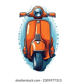 Scooter retro vintage classic vector illustration in isolated white background for tshirt design