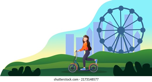 Scooter ride in the park