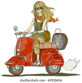 scooter riding girl