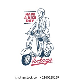 scooter riding illustration for t shirt or print