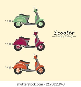 scooter. set of vector modern scooters and colorful style