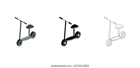 scooter set vector type icon