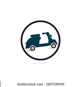 Scooter shield concept logo. Scooter symbol. Retro scooter icon isolated. Vector illustration.	