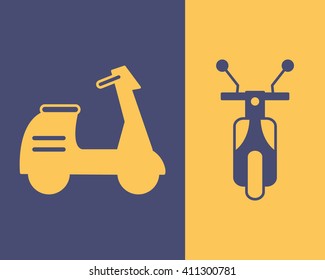 Scooter, side and front view icon