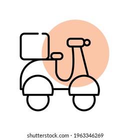 Scooter simple line icon. Flat courier logo design template. Street fast food delivery symbol line illustration. Modern fast food concept for bar, cafe, diner, delivery