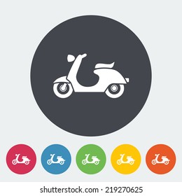 Scooter. Single flat icon on the circle. Vector illustration.