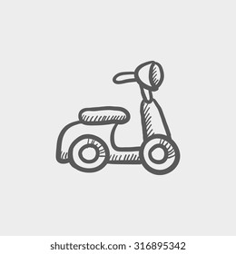 Scooter sketch icon for web, mobile and infographics. Hand drawn vector dark grey icon isolated on light grey background.