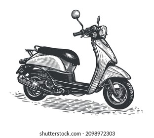 Scooter sketch. Moped for delivery, scooter for tourism