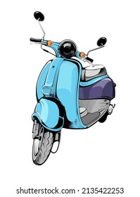 Scooter sketch. Moped for delivery, scooter for tourism