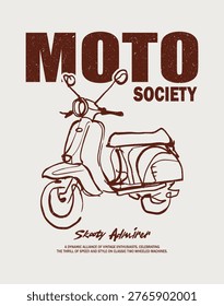 Scooter society Illustration Retro Vector Graphic hand drawn