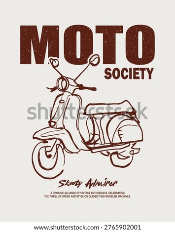 Scooter society Illustration Retro Vector Graphic hand drawn