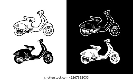 Scooter sprinter icon collection vehicle side view detailed vector illustration outline Design
