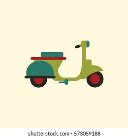scooter, stylish icon of vespa in flat style retro motorbike. vespa