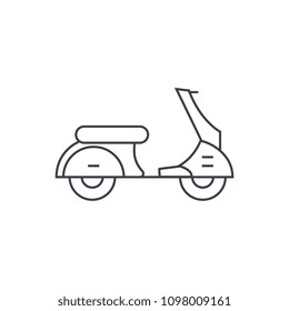 Scooter thin line icon concept. Scooter linear vector sign, symbol, illustration.