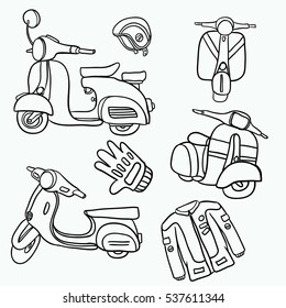 scooter tools and things drawing sketch colorful 