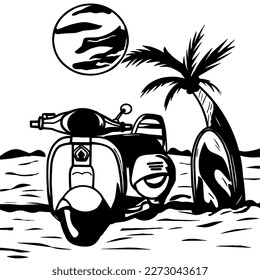 scooter touring scooter scooter on the beach logo scooter vector