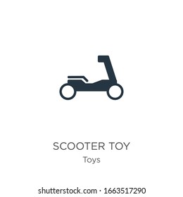 Vector de icono de Scooter toy. Icono de juguete moderno de scooter plano de la colección de juguetes aislados en fondo blanco. La ilustración vectorial se puede utilizar para diseño gráfico web y móvil, logotipo, eps10