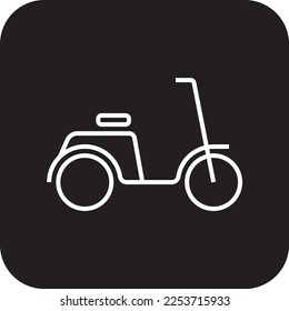 Scooter Transportation icon with black filled line style. Vehicle, symbol, transport, line, outline, station, travel, automobile, editable, pictogram, isolated, flat. Vector illustration